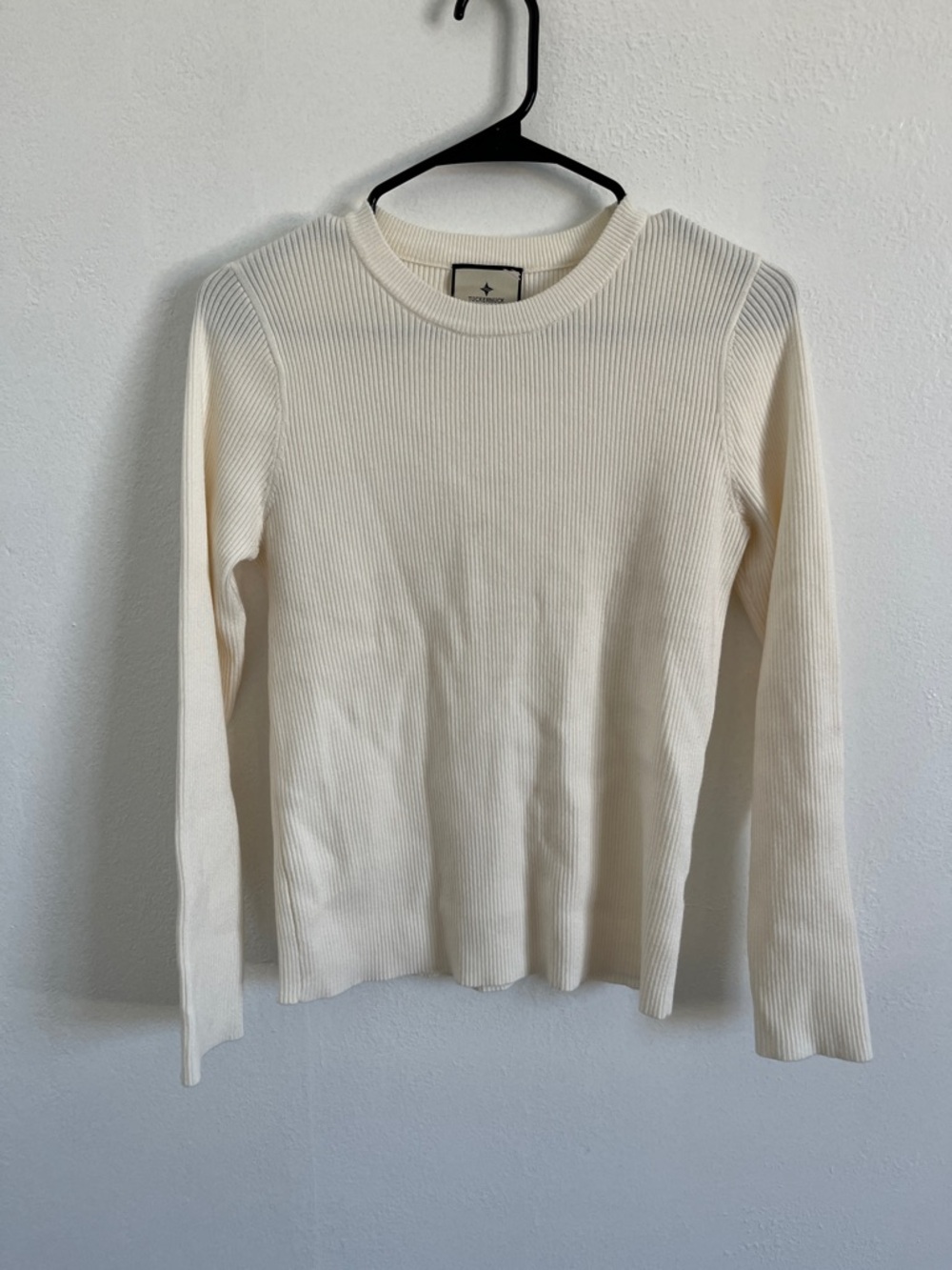 Tuckernuck Cream Ribbed Crewneck Sweater Size Large